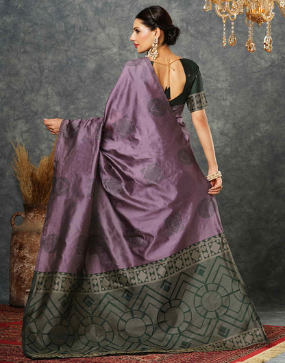 Mauve Silk Woven Banarasi Saree