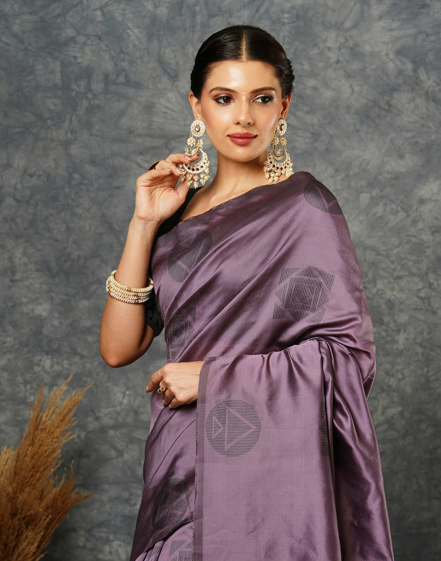 Mauve Silk Woven Banarasi Saree