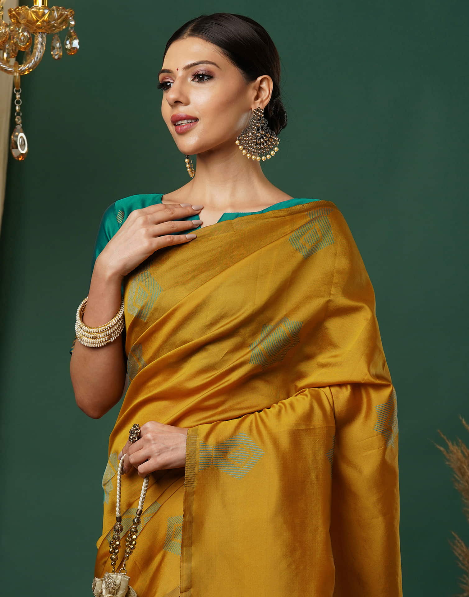 Mustard Yellow Silk Woven Banarasi Saree