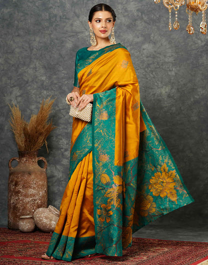 Mustard Yellow Silk Woven Banarasi Saree