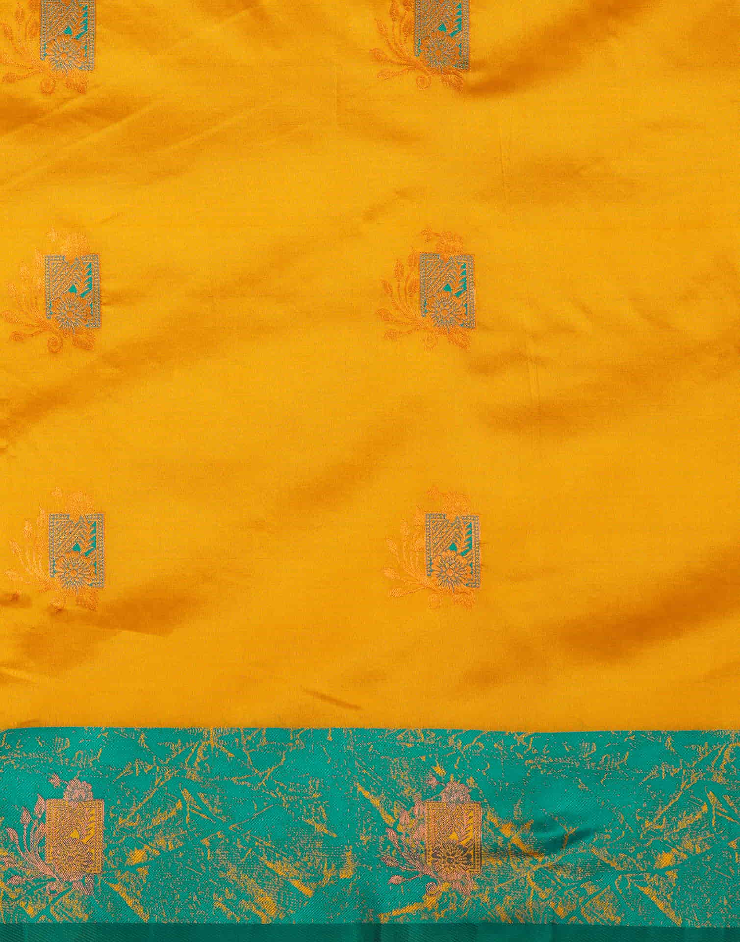 Mustard Yellow Silk Woven Banarasi Saree