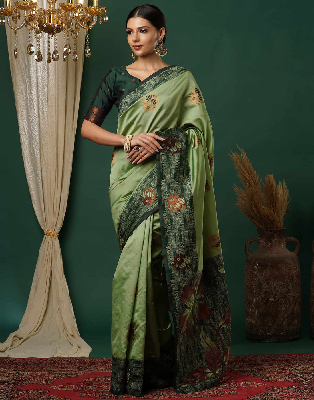 Green Silk Woven Banarasi Saree