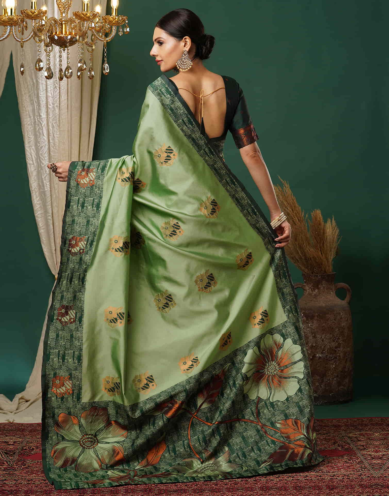 Green Silk Woven Banarasi Saree