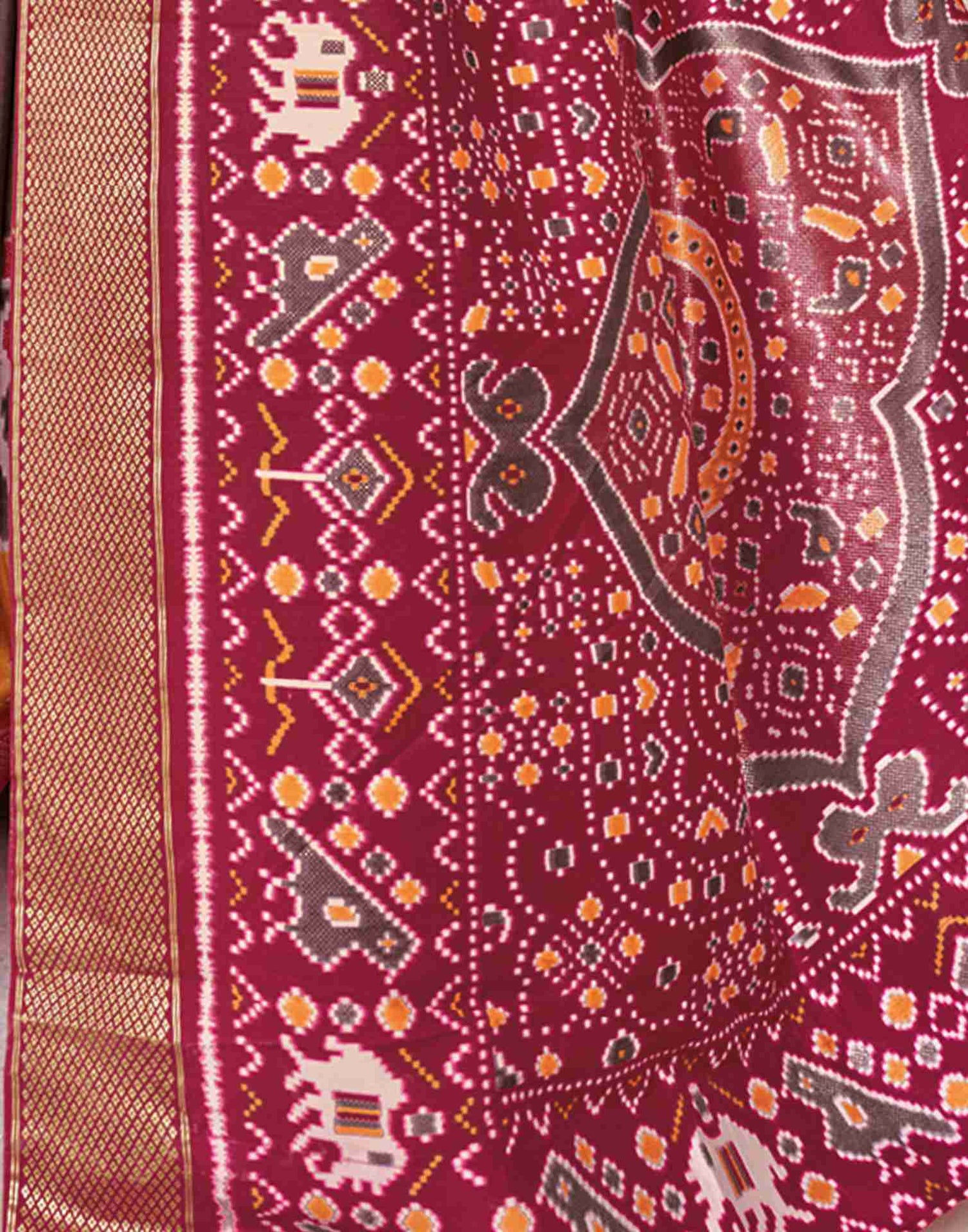 Mauve Silk Printed Patola Saree