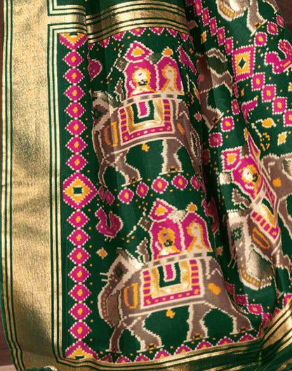 Cream Silk Printed Patola Saree