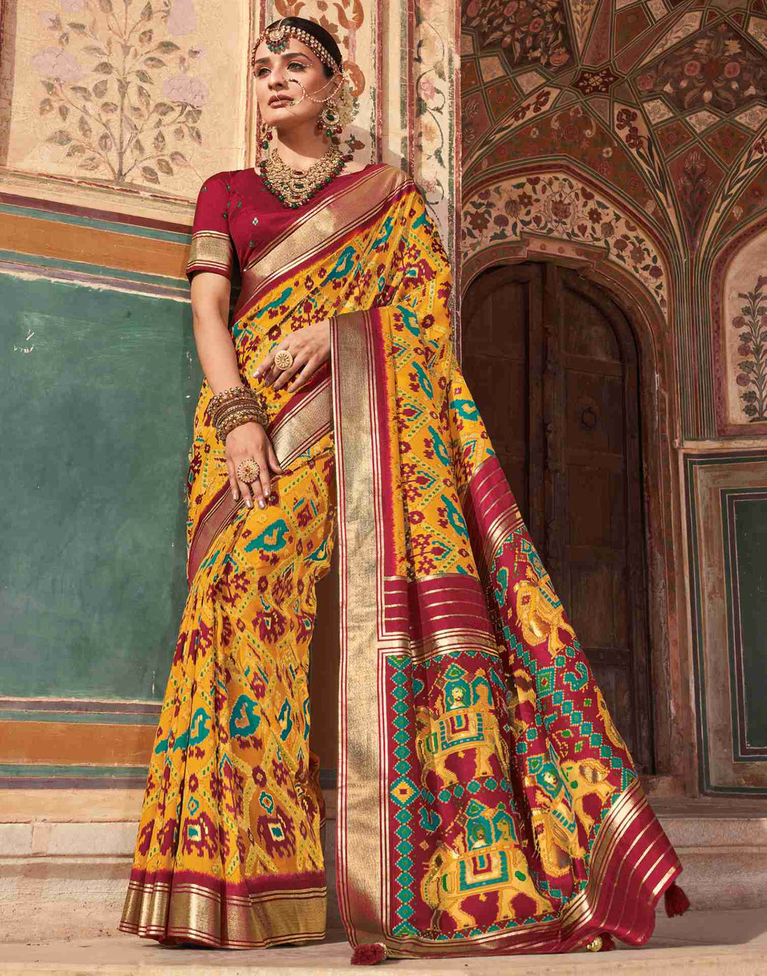 Yellow Silk Printed Patola Saree