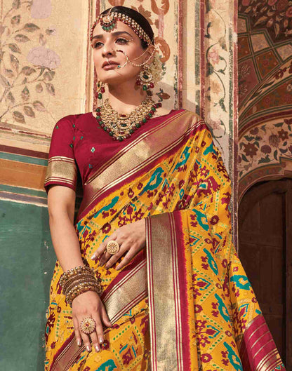 Yellow Silk Printed Patola Saree