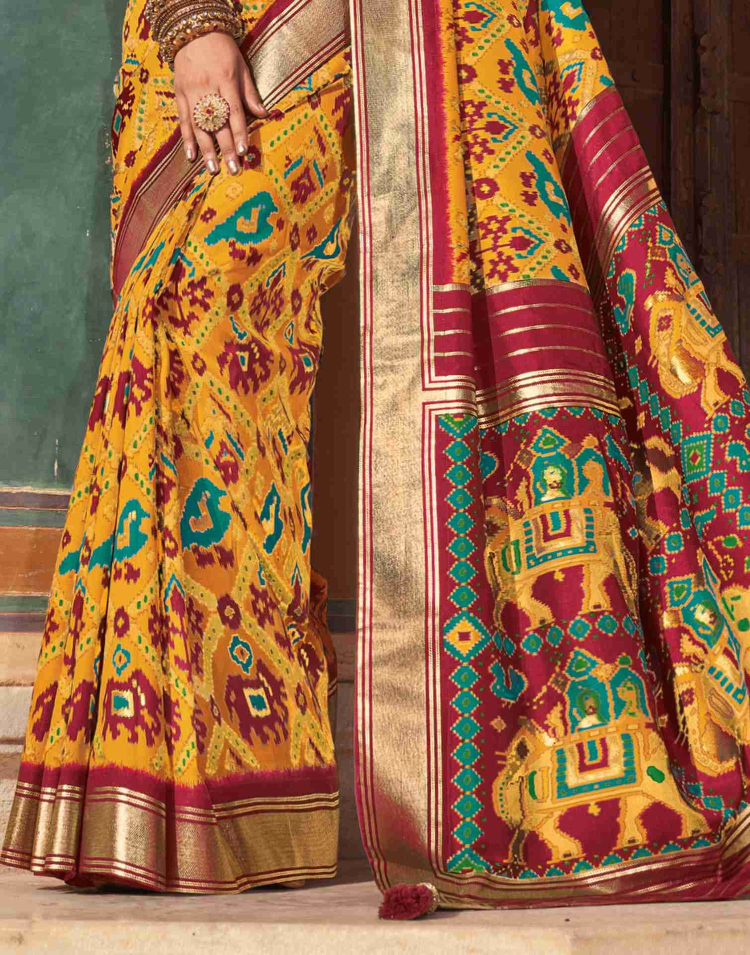 Yellow Silk Printed Patola Saree