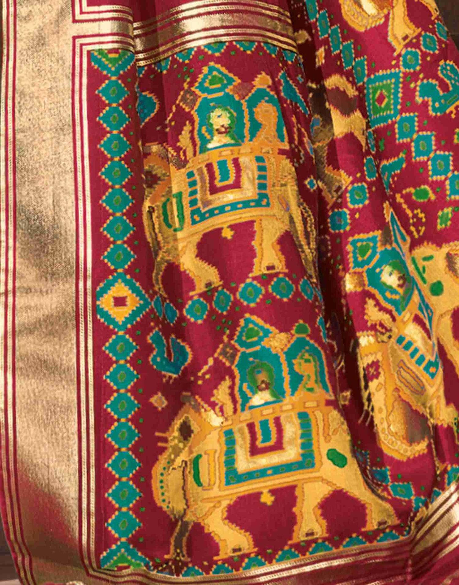 Yellow Silk Printed Patola Saree