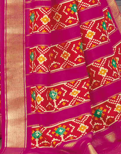 Rani Pink Silk Printed Saree