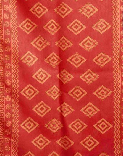 Cream Cotton Printed Saree