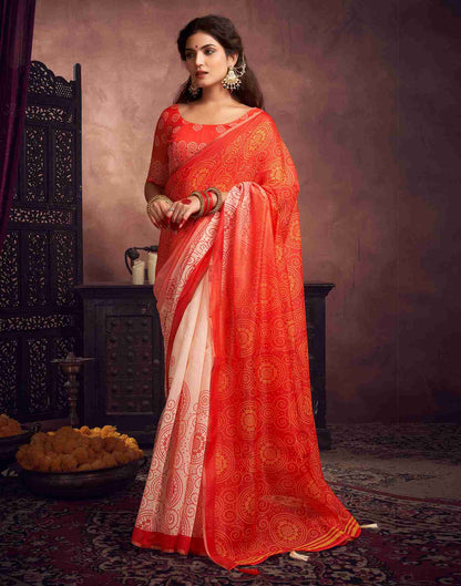 Red Cotton Printed Saree