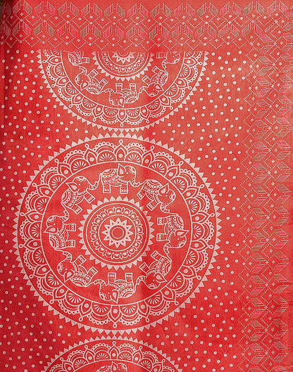 Cream Cotton Printed Saree