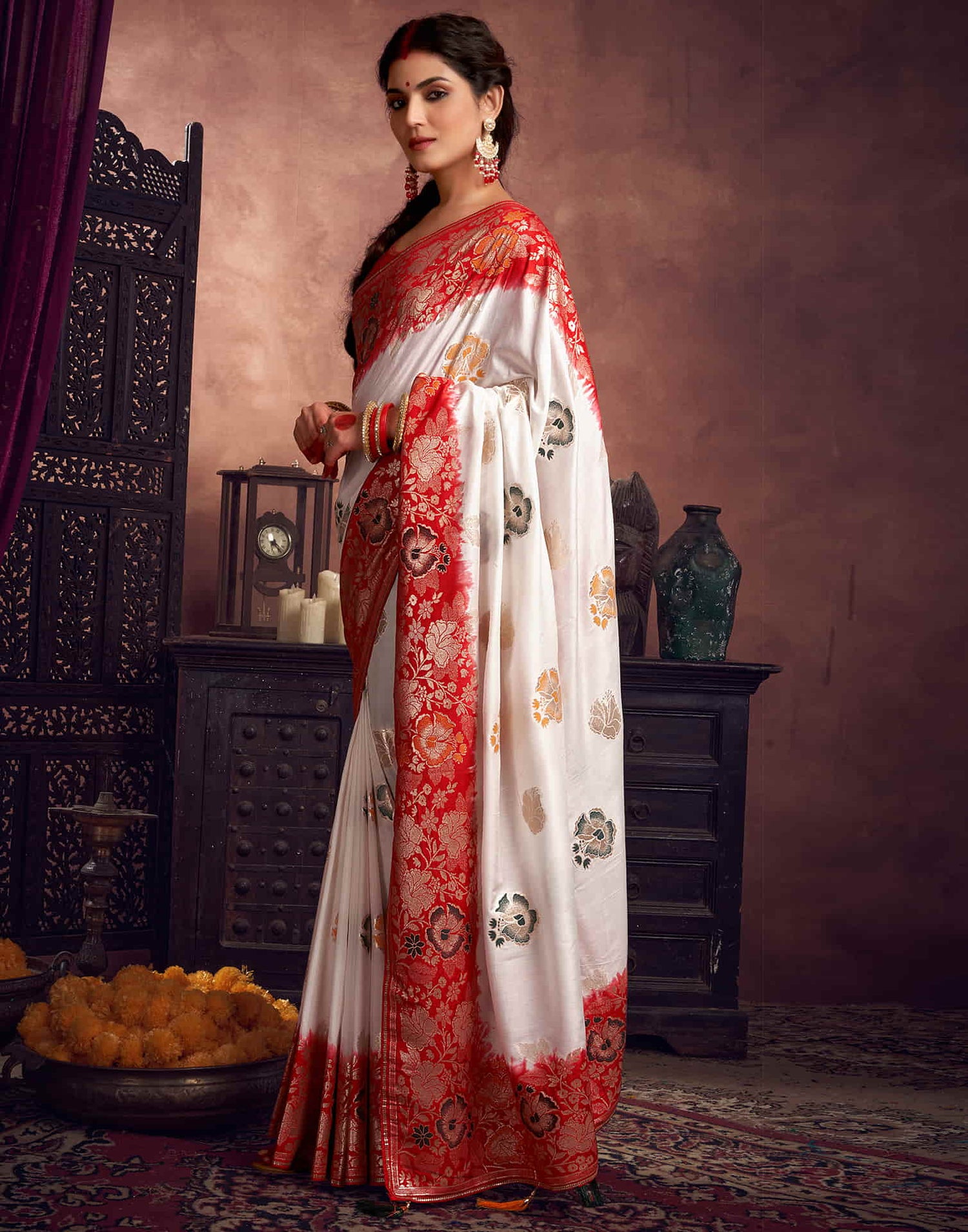 White Cotton Woven Banarasi Saree