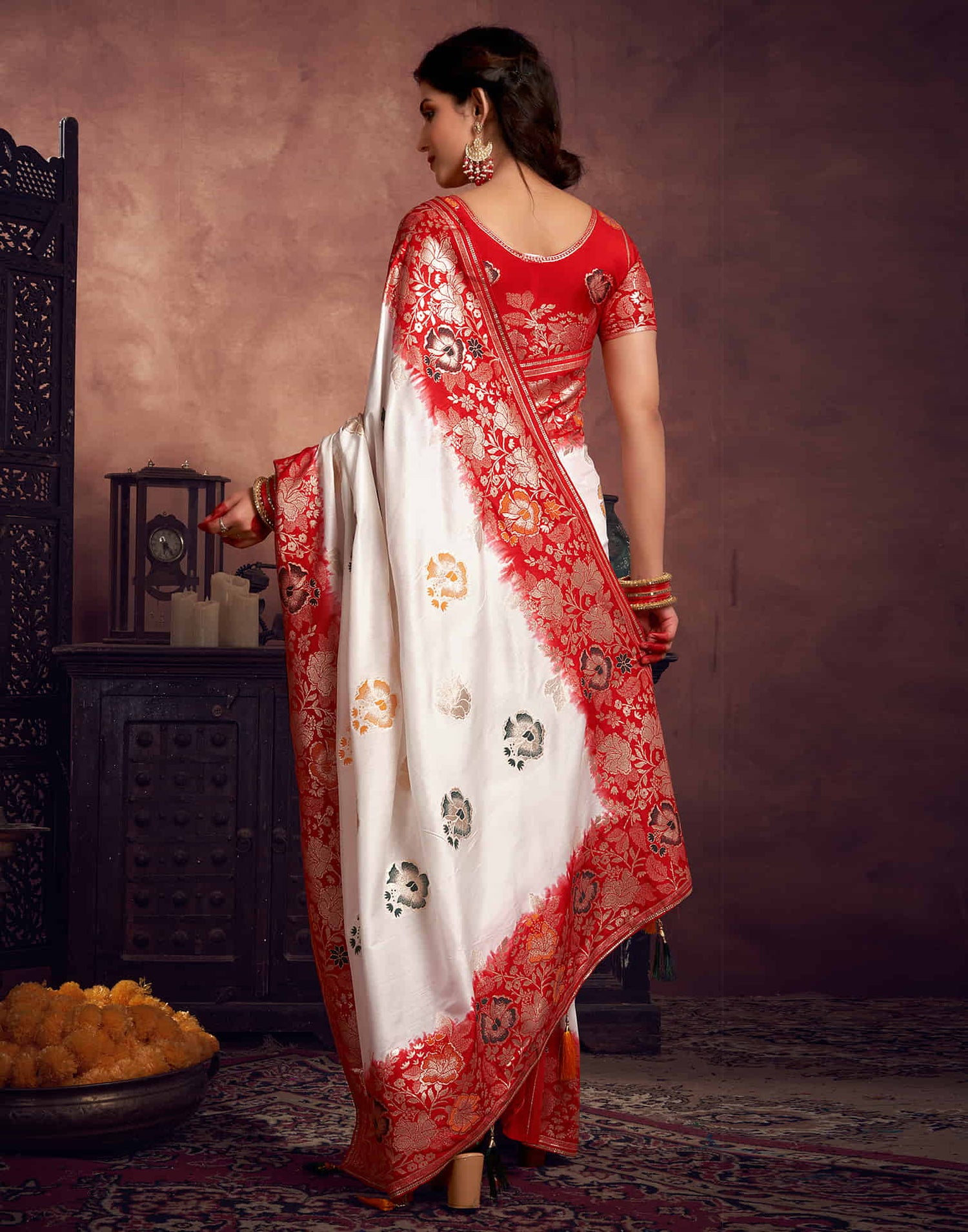 White Cotton Woven Banarasi Saree