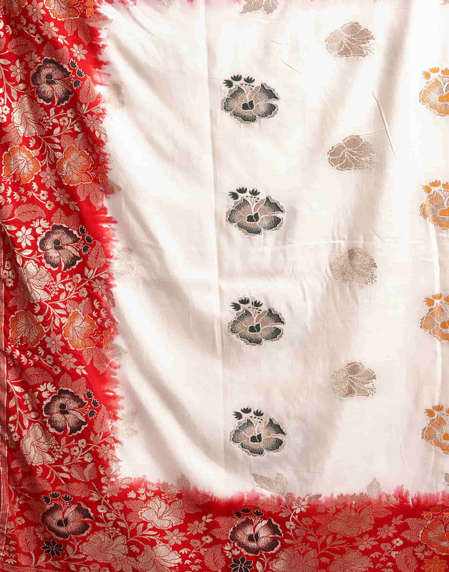 White Cotton Woven Banarasi Saree