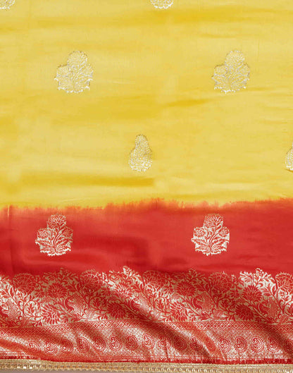 Yellow Cotton Woven Banarasi Saree