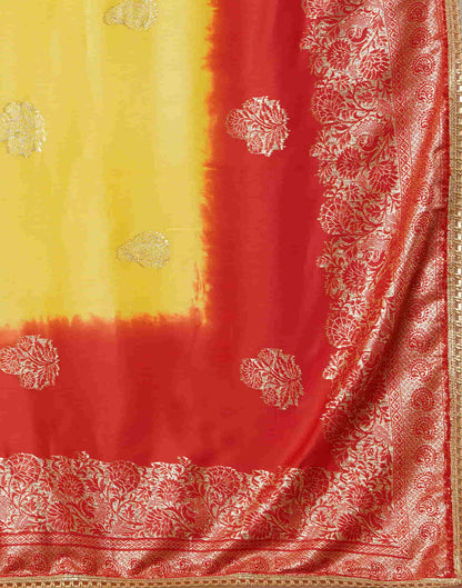 Yellow Cotton Woven Banarasi Saree