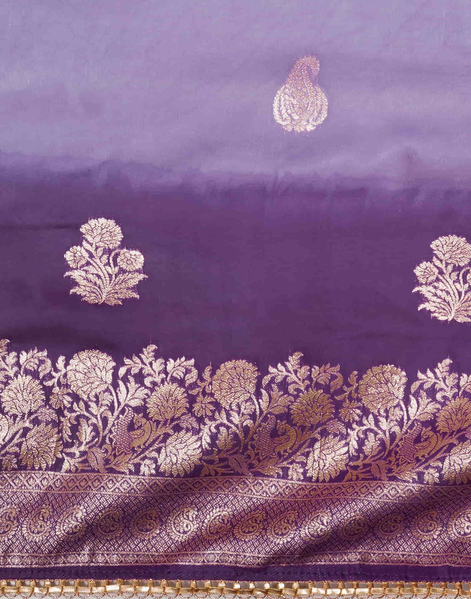 Light Purple Cotton Woven Banarasi Saree