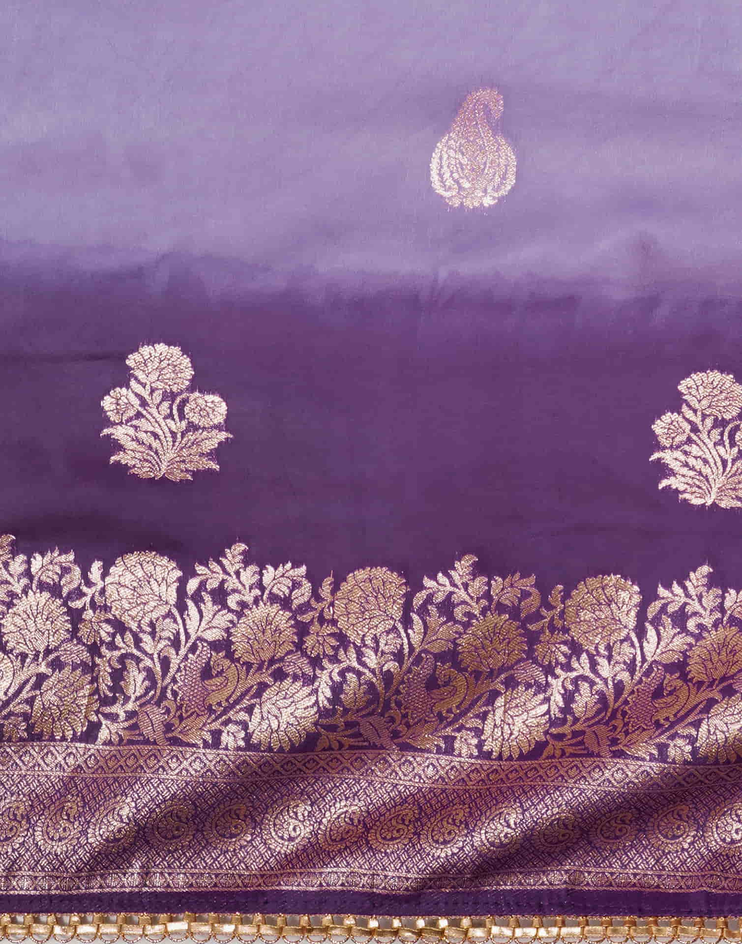 Light Purple Cotton Woven Banarasi Saree