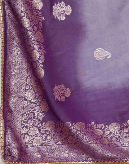 Light Purple Cotton Woven Banarasi Saree