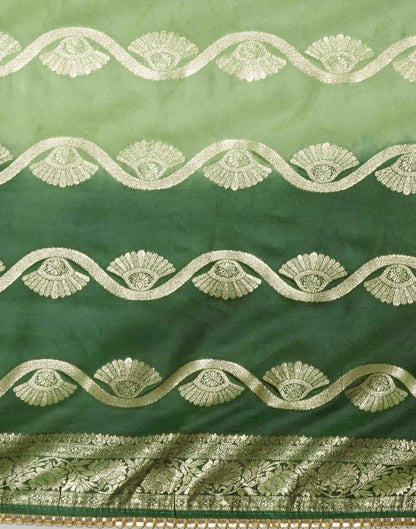 Green Cotton Woven Banarasi Saree