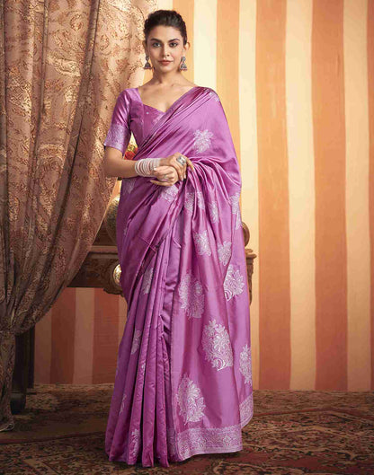 Ultra Pink Silk Woven Printed Saree