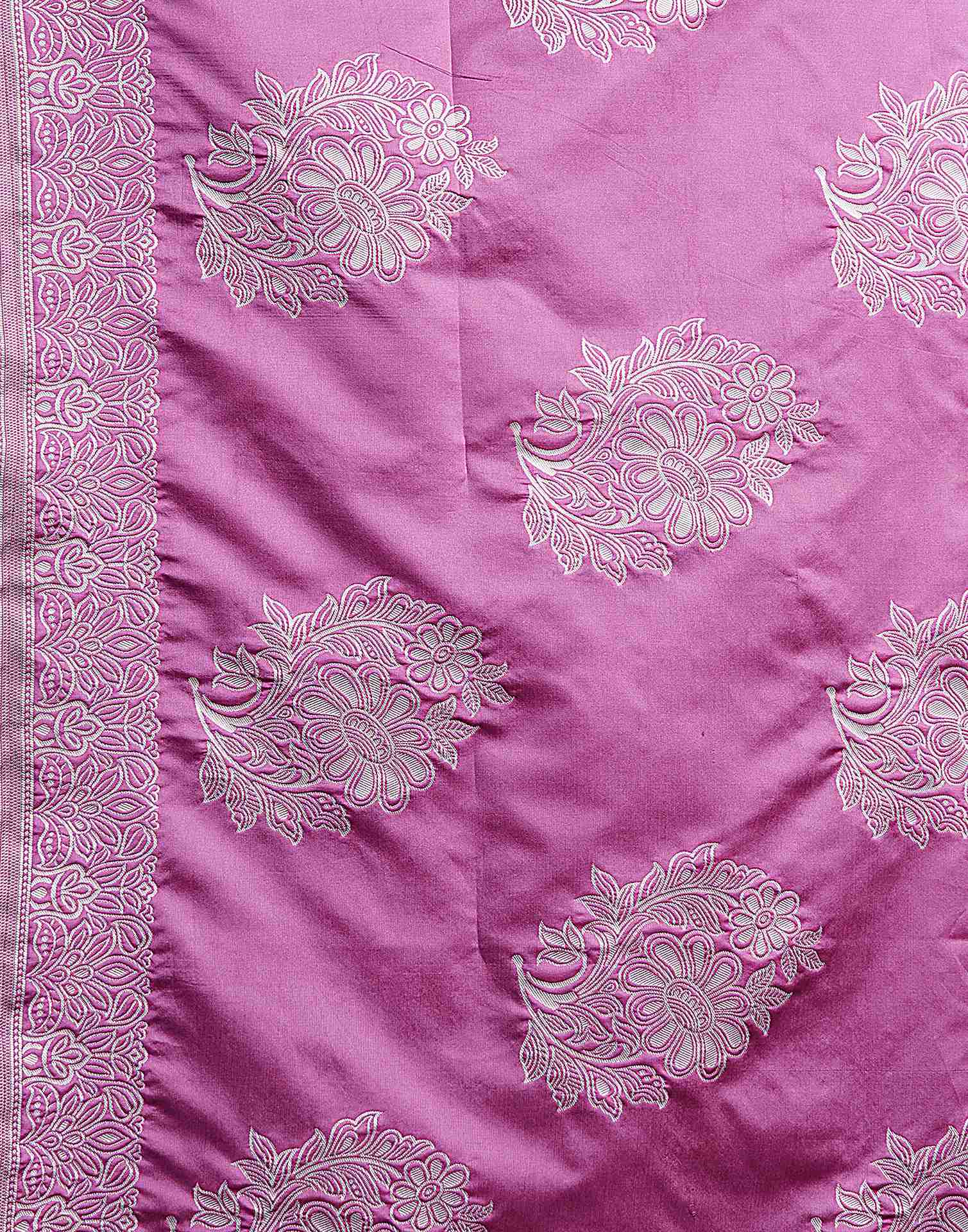 Ultra Pink Silk Woven Printed Saree