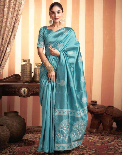 Blue Woven Banarasi Silk Saree