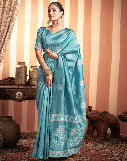 Blue Woven Banarasi Silk Saree