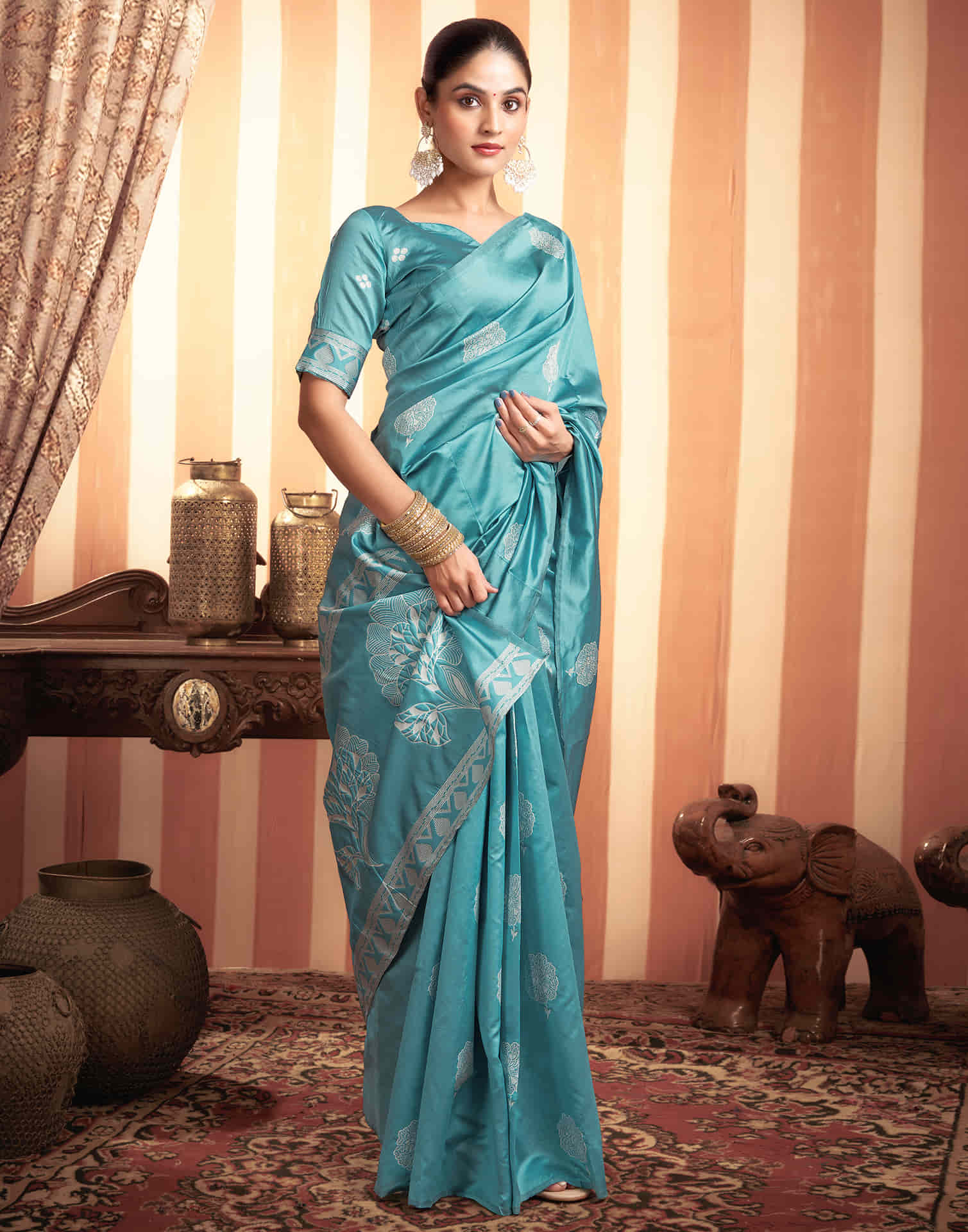 Blue Woven Banarasi Silk Saree