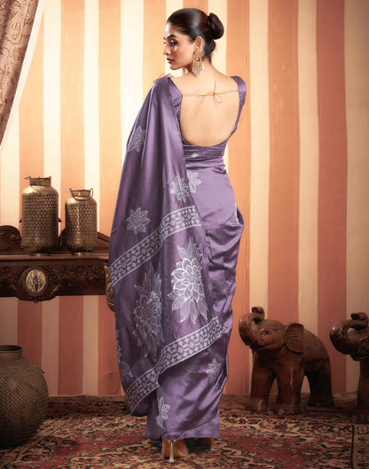 Dusty Purple Woven Banarasi Silk Saree