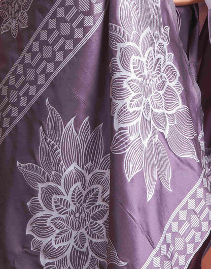 Dusty Purple Woven Banarasi Silk Saree