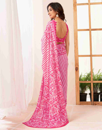 Pink Cotton Printed Saree