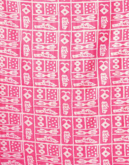 Pink Cotton Printed Saree