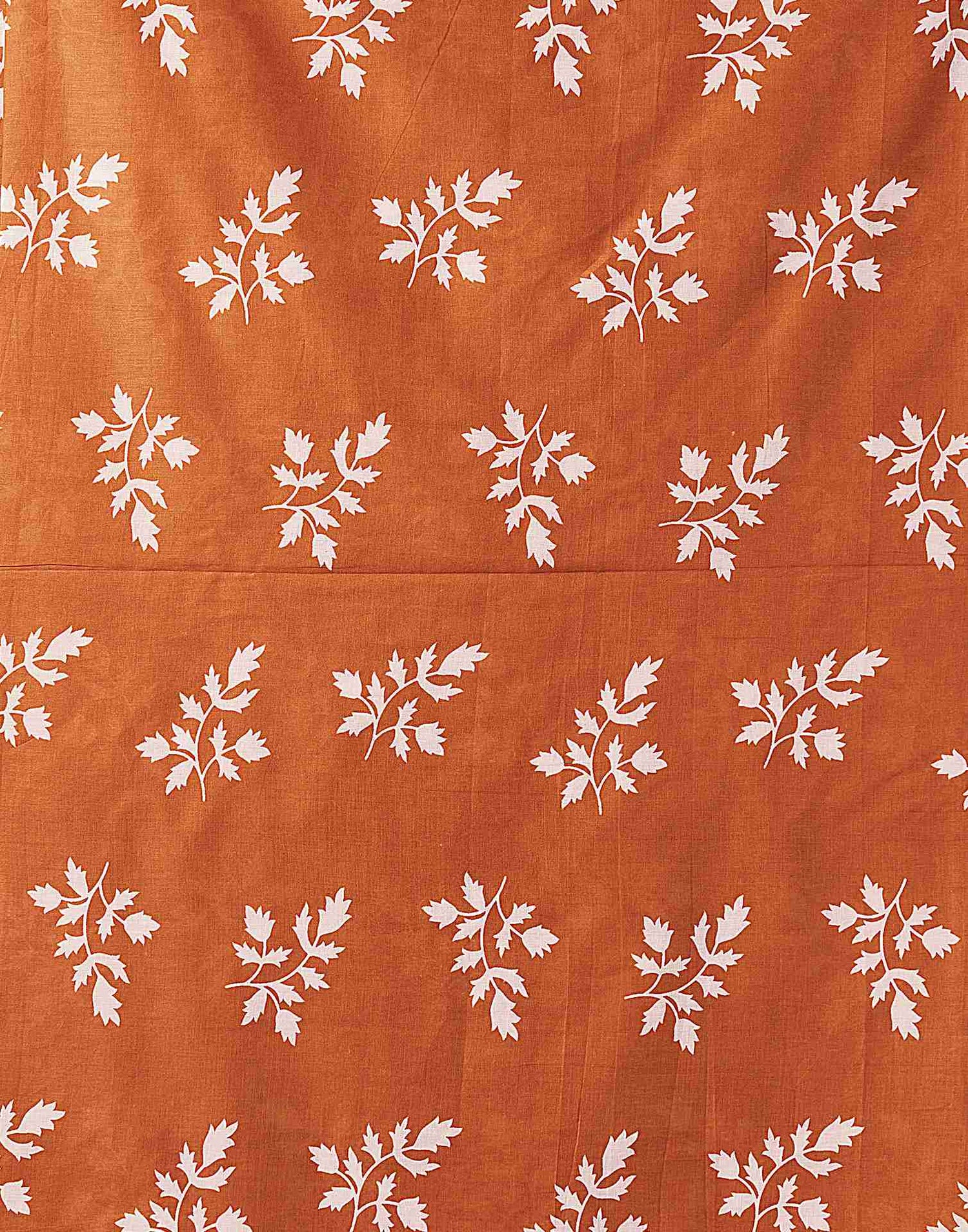 Rust Cotton Printed Saree