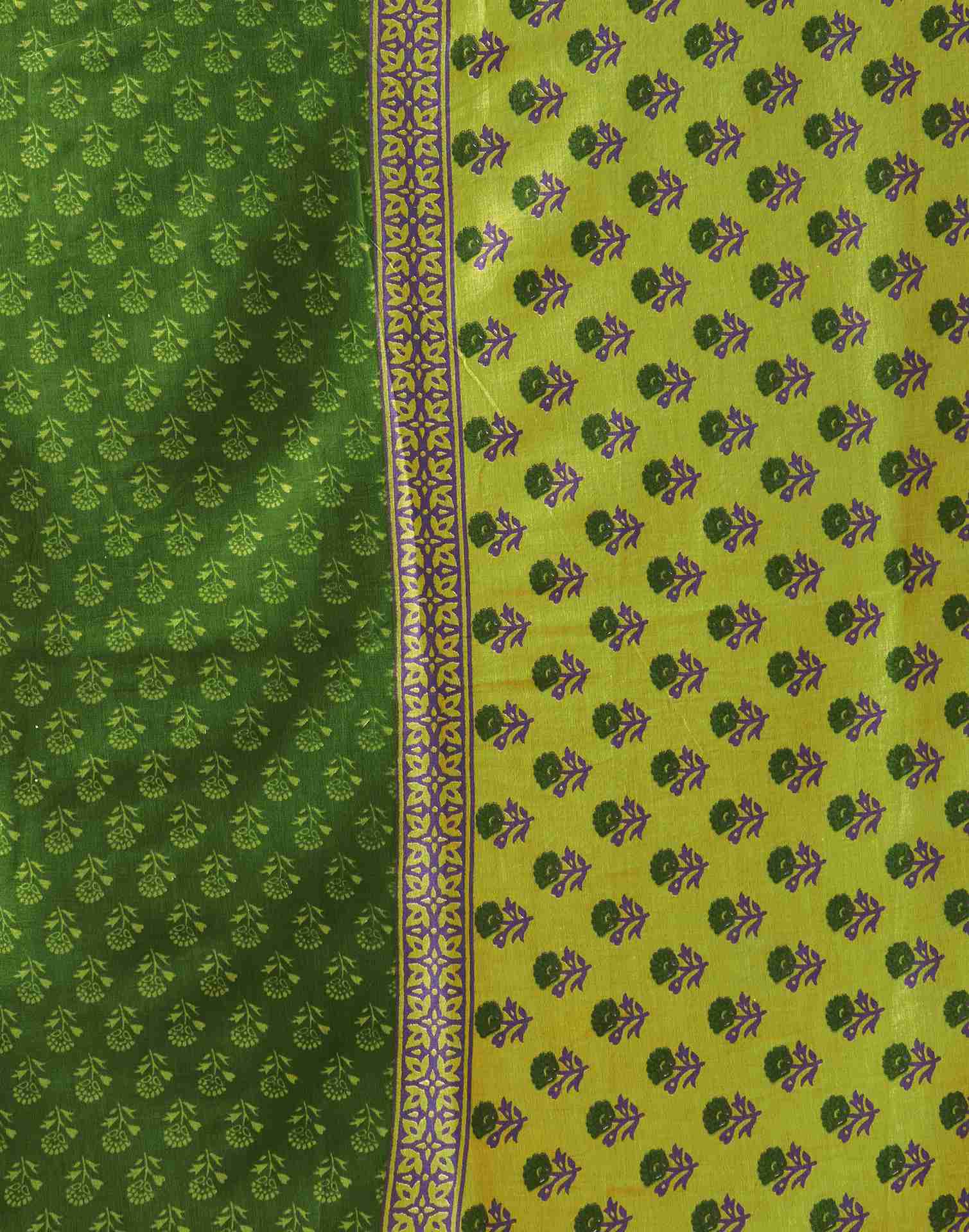 Green Cotton Printed Saree