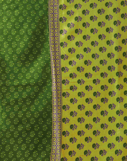 Green Cotton Printed Saree