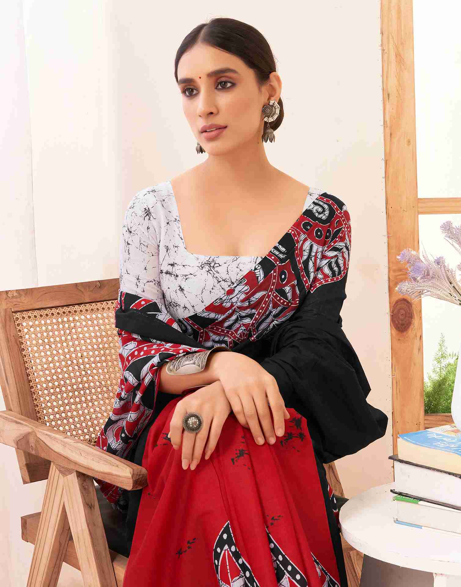 Black Cotton Printed Saree