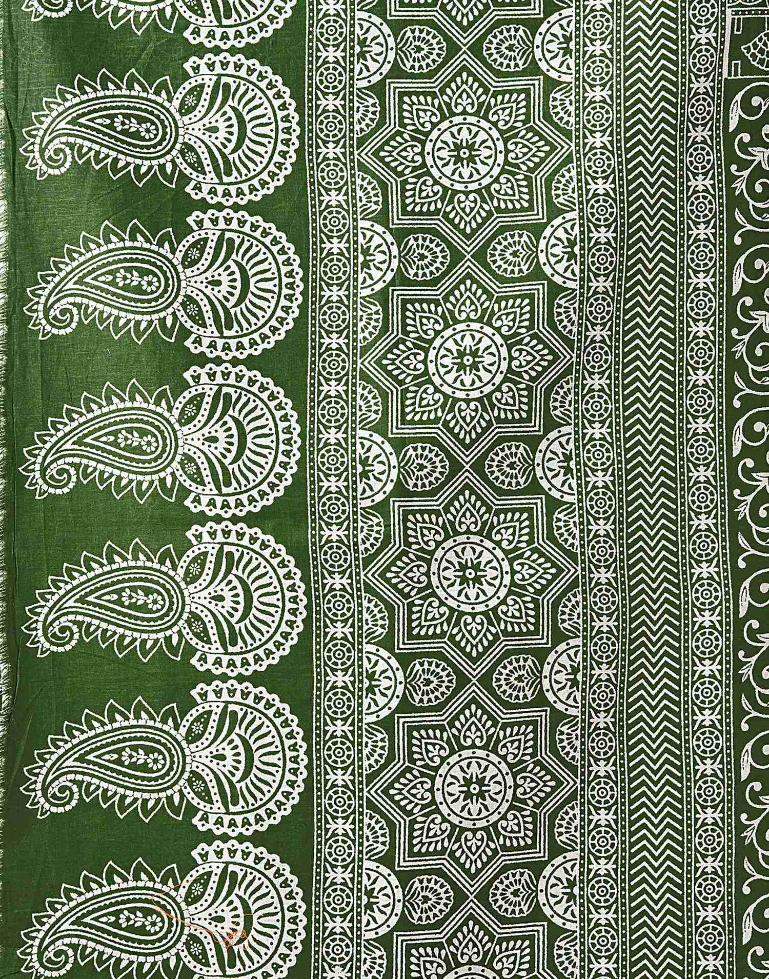 Green Cotton Printed Saree