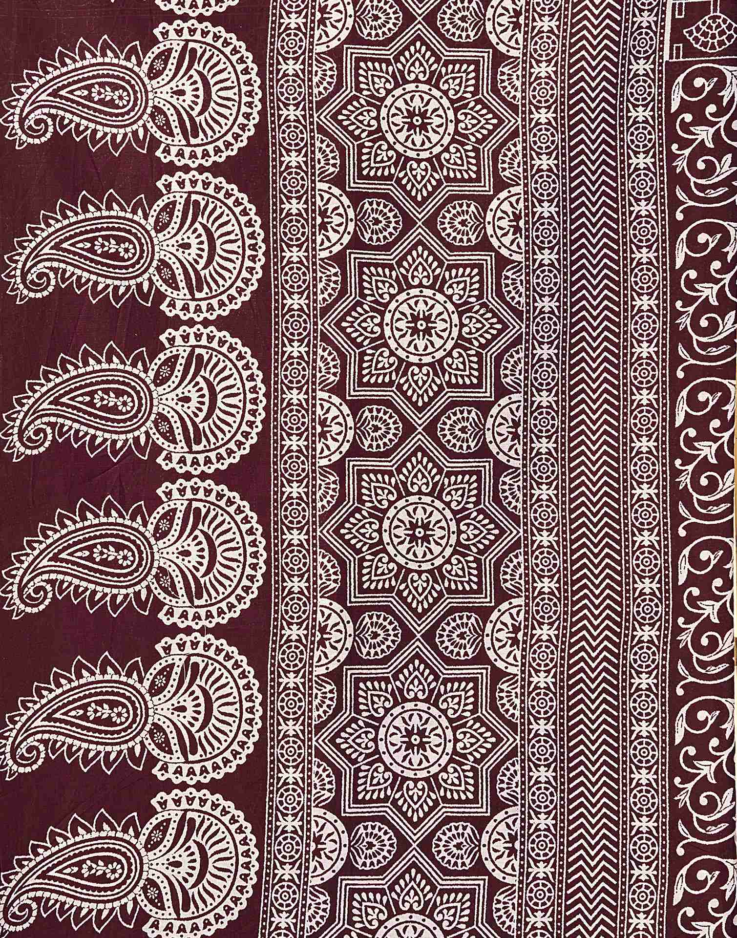 Maroon Cotton Printed Saree