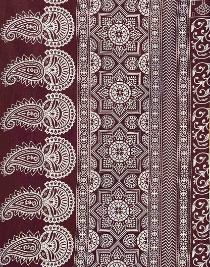 Maroon Cotton Printed Saree