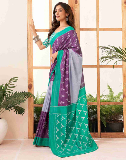 Dusty Purple Cotton Printed Saree