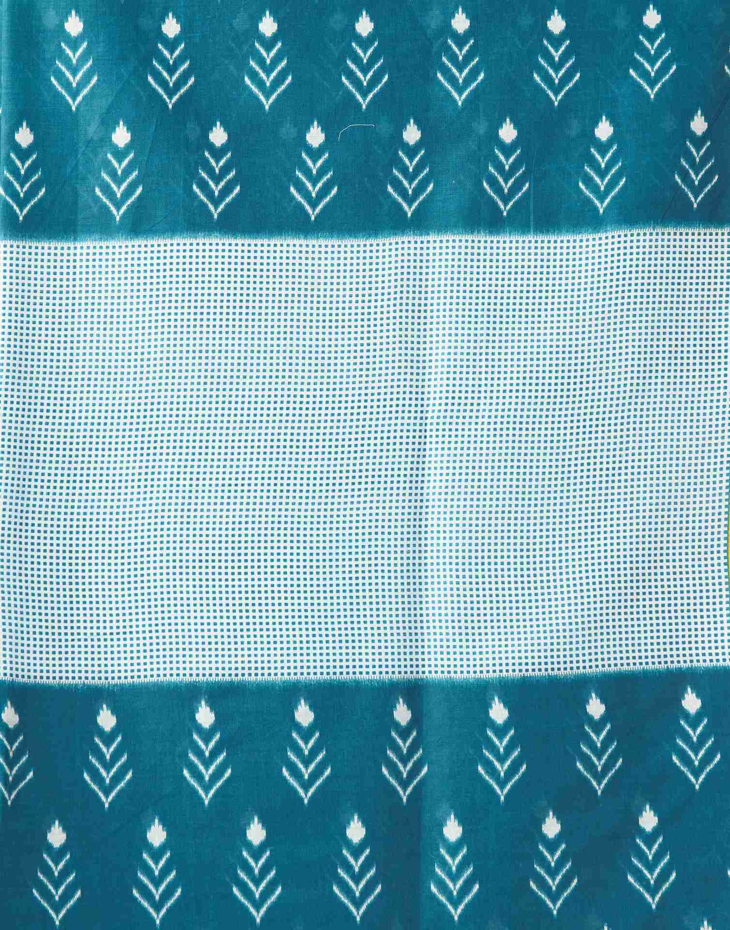 Rama Blue Cotton Printed Saree