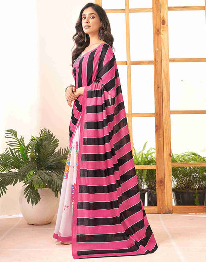 Pink Cotton Printed Saree