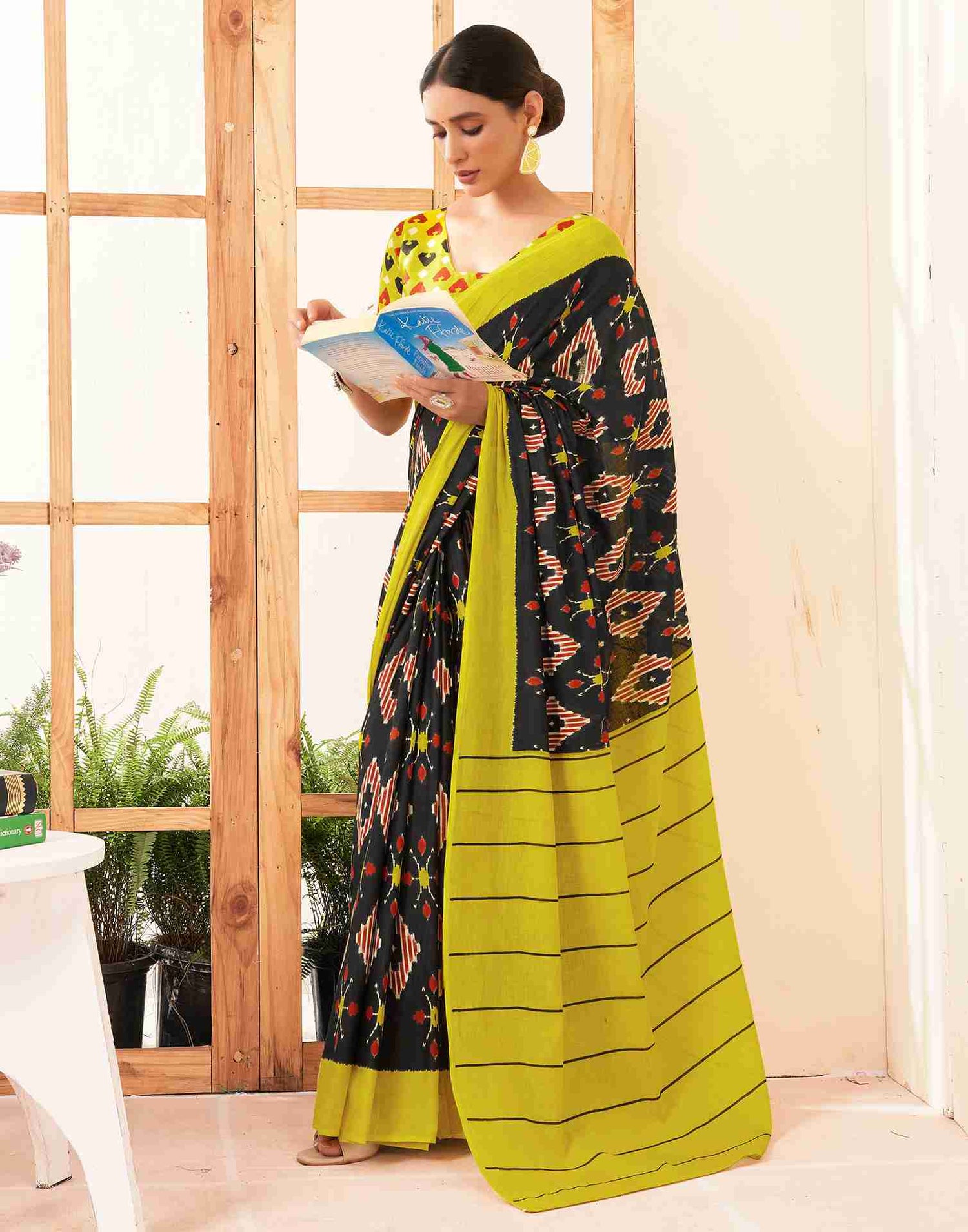 Black Cotton Printed Saree