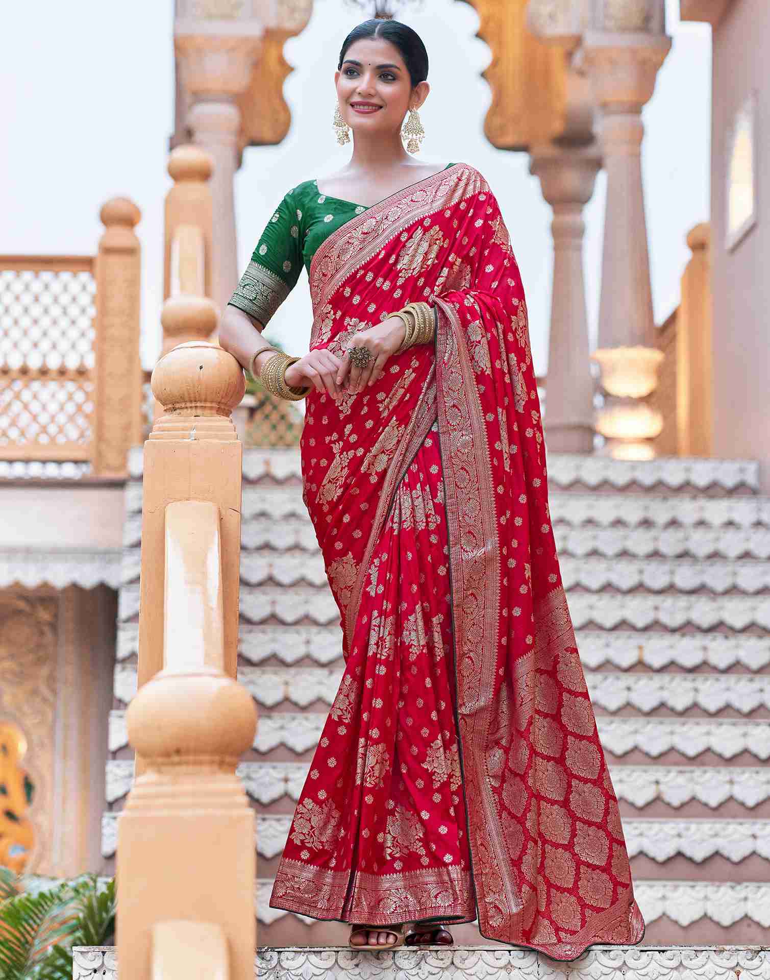 Red Silk Woven Banarasi Saree