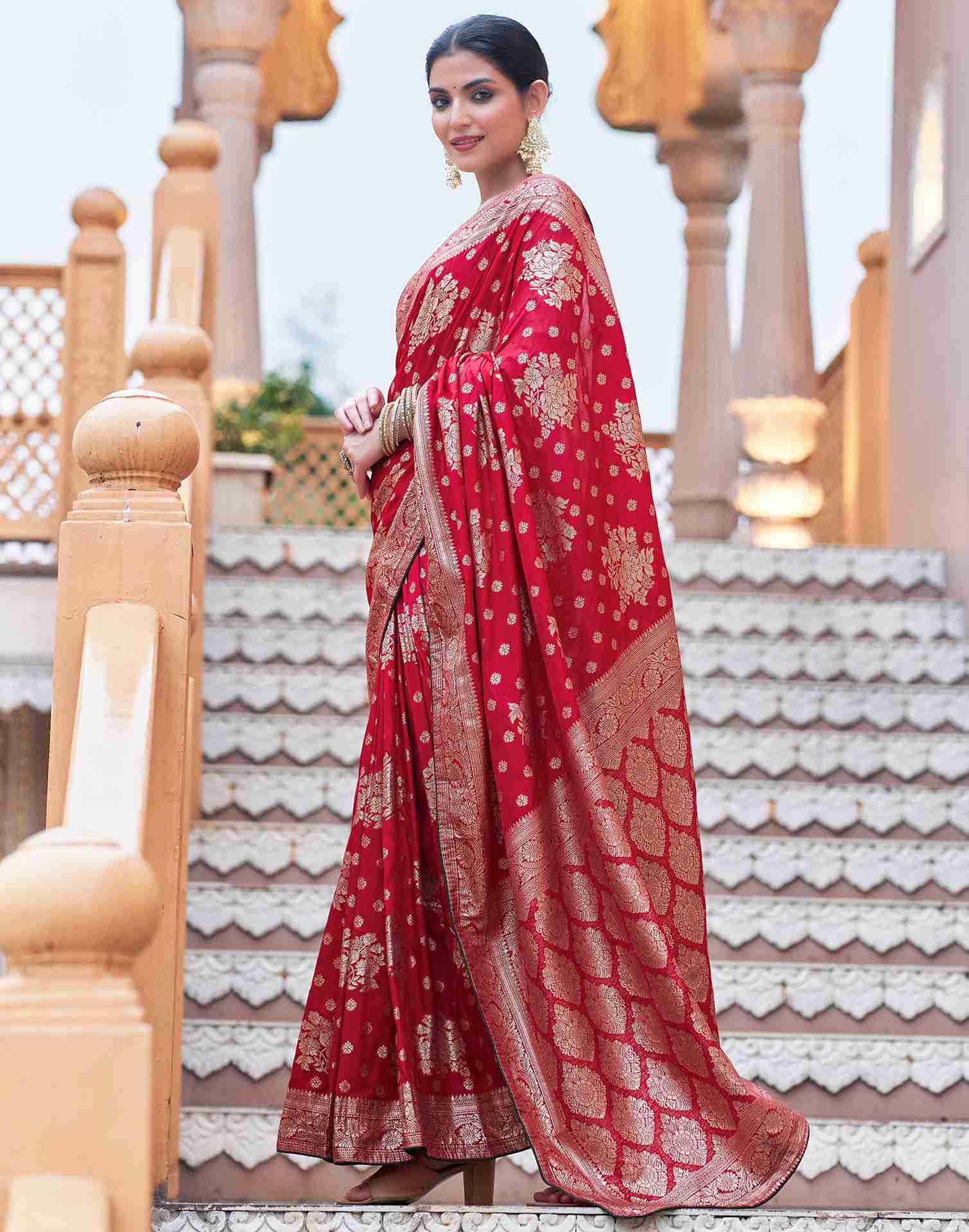 Red Silk Woven Banarasi Saree