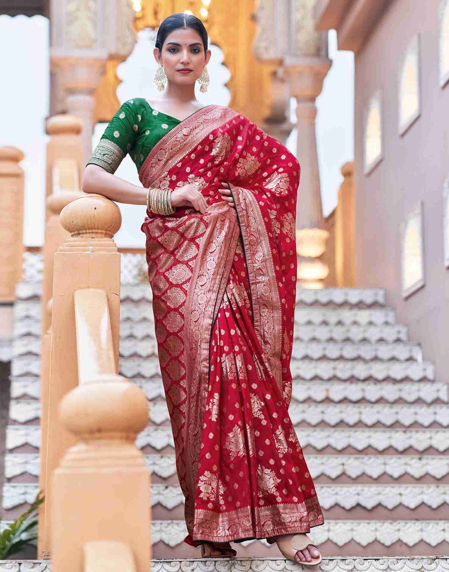 Red Silk Woven Banarasi Saree