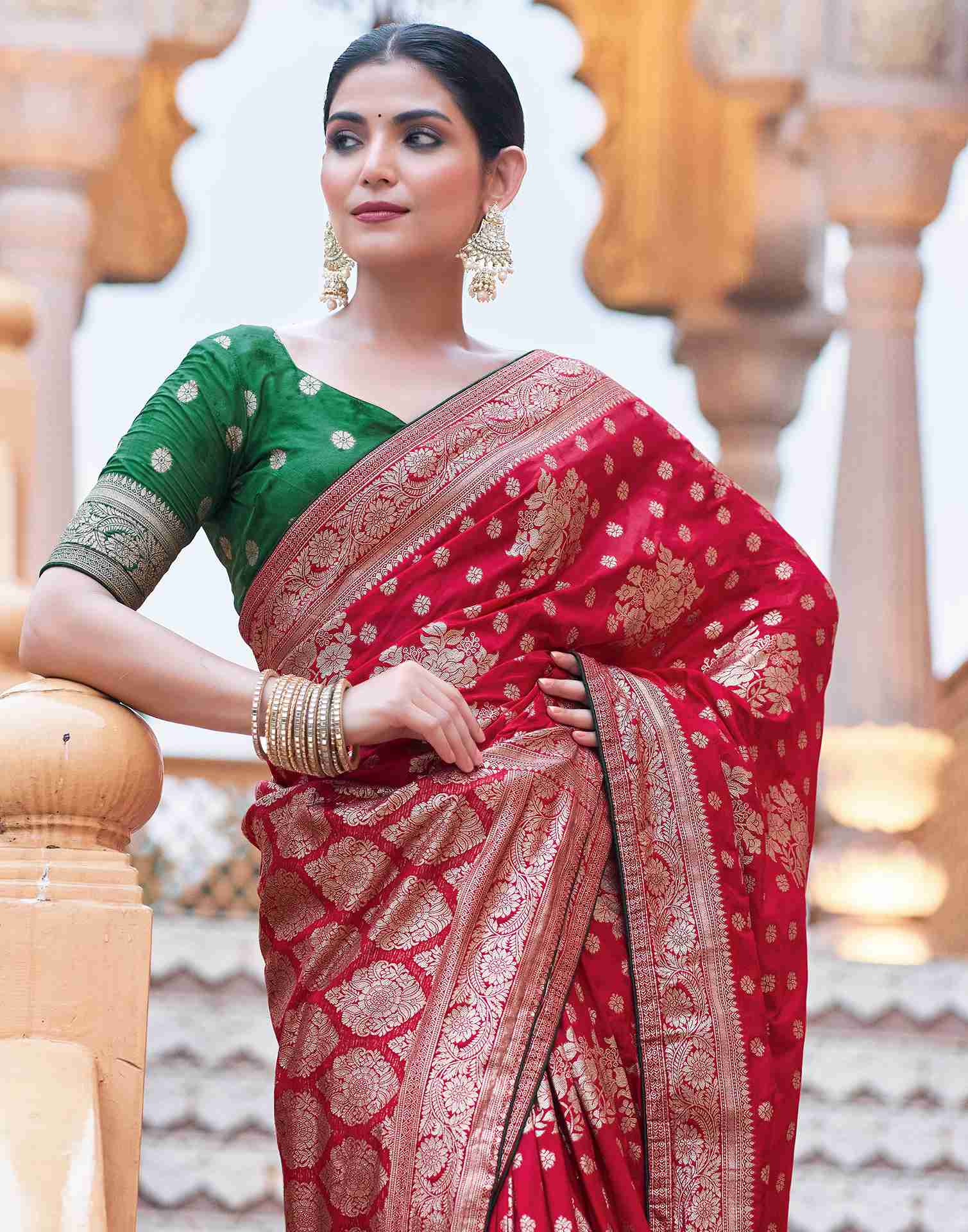 Red Silk Woven Banarasi Saree